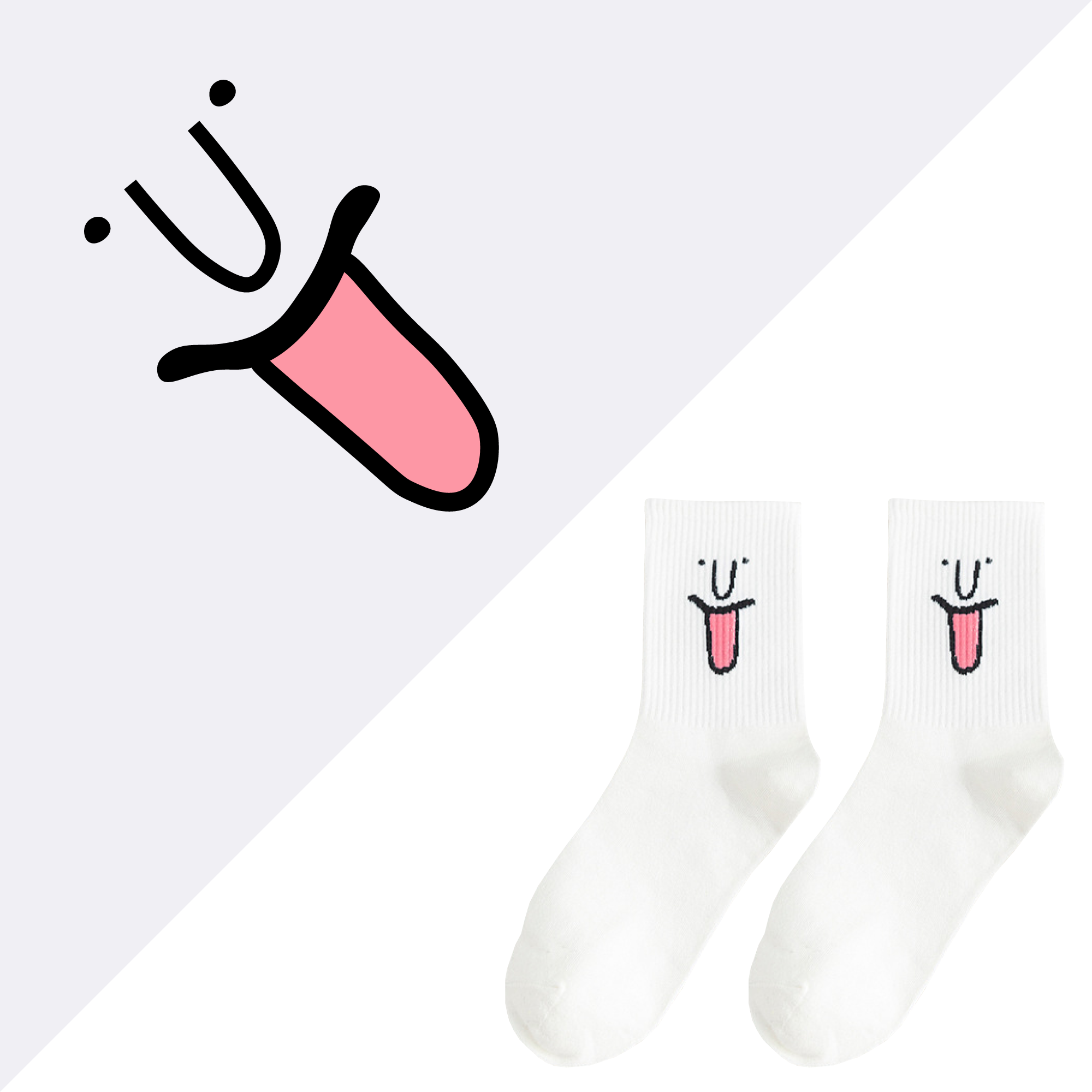 Unisex Simple Colored Socks With Funny Faces 35-42