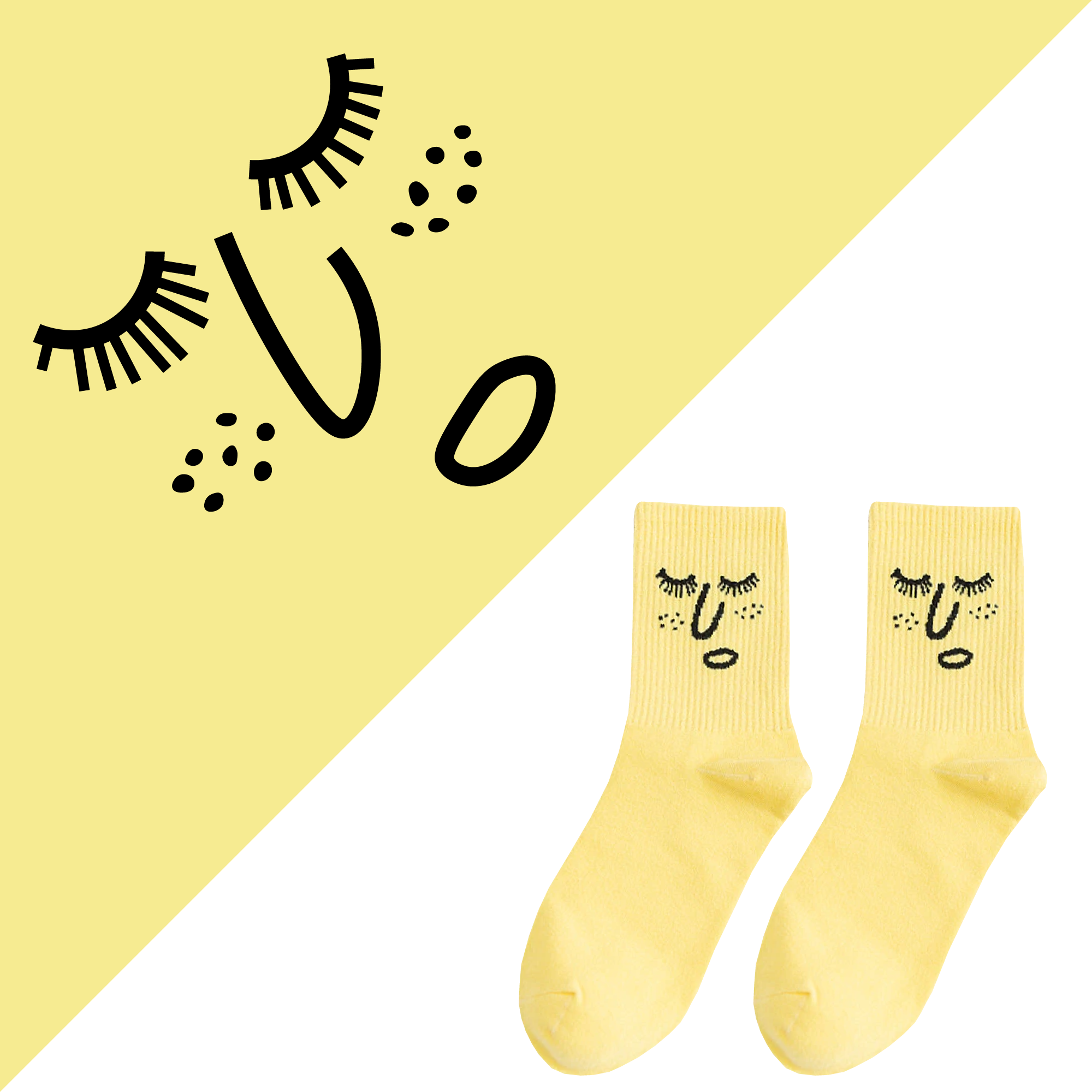 Unisex Simple Colored Socks With Funny Faces 35-42